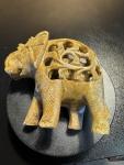 Soapstone Sculpture of Mother Elephant and Calf