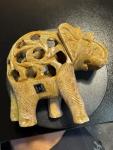 Soapstone Sculpture of Mother Elephant and Calf