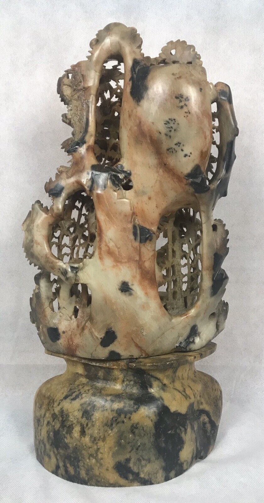 Chinese Qing Soapstone Buddha Carving with Bamboo Stand, 18