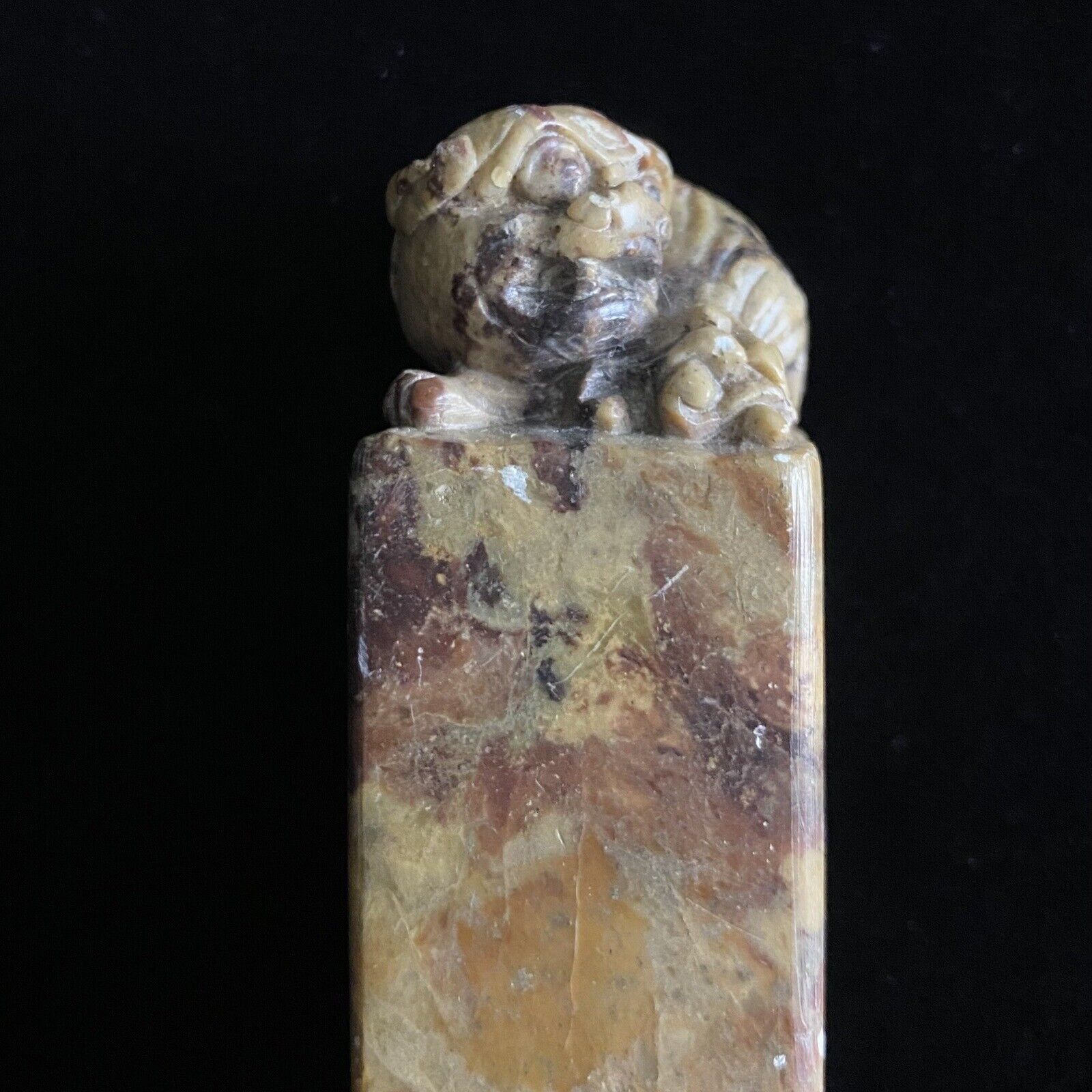 Chinese Soapstone Carved Qing Dynasty Foo Dog Seal