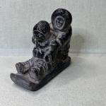 Inuit Couple Soapstone Figurine by A. Wolf