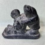 Inuit Couple Soapstone Figurine by A. Wolf