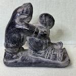 Inuit Couple Soapstone Figurine by A. Wolf