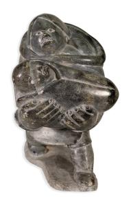 Inuit Family Soapstone Carving with Baby