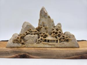 Hand-Carved Vintage Chinese Soapstone Landscape Art