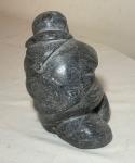 Hand-Carved Canadian Soapstone Eskimo Fisherman Sculpture
