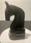 Black Soapstone Horse Head Sculpture from India