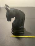 Black Soapstone Horse Head Sculpture from India