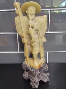Chinese Soapstone Fisherman Statue - 8.25" Tall
