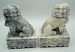 Vintage Hand-Carved Soapstone Foo Lion Dogs Pair