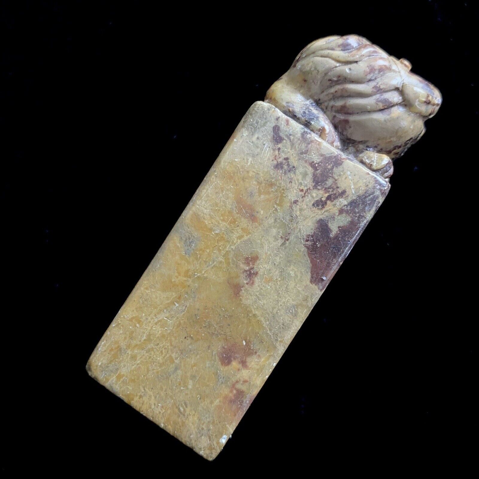 Chinese Soapstone Carved Qing Dynasty Foo Dog Seal