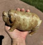 Qing Antique Carved Soapstone Pig Sculpture