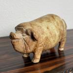 Qing Antique Carved Soapstone Pig Sculpture