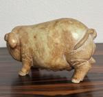 Qing Antique Carved Soapstone Pig Sculpture