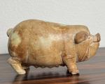 Qing Antique Carved Soapstone Pig Sculpture