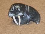 Inuit Walrus Green Soapstone Carving Statue