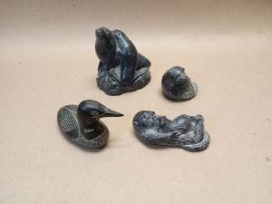 Hand-Carved Soapstone Bird, Otter, Duck & Seals
