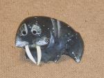 Inuit Walrus Green Soapstone Carving Statue