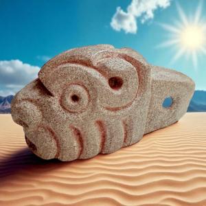 Aztec Maya Animal Head Soapstone Pendant 1.75”