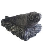 Wolf Soapstone Sea Lion Carving - Handmade Art