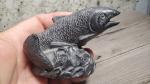 Wolf Soapstone Salmon Sculpture - Handcrafted in Canada