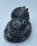 Hand-Carved Vintage Soapstone Owl Babies Sculpture