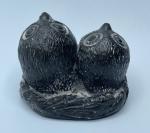 Hand-Carved Vintage Soapstone Owl Babies Sculpture