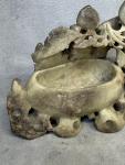 Chinese Soapstone Brush Washer with Peach Motif