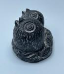 Hand-Carved Vintage Soapstone Owl Babies Sculpture