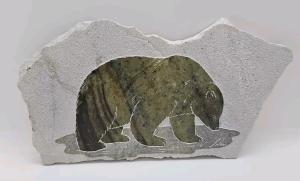 Inuit Carved Soapstone Bear Wall Hanging 8"x4.5