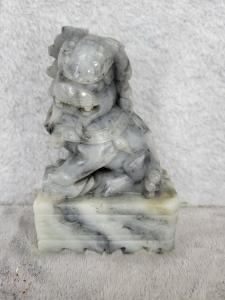 Chinese Soapstone Foo Dog Guardian Lion Statue 6”