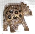 Vintage Hand-Carved Soapstone Elephant and Baby Figure