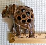 Vintage Hand-Carved Soapstone Elephant and Baby Figure