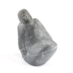 Inuit Soapstone Carving Figure, Signed, 4" Tall