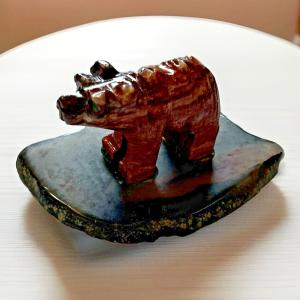 Hand-Carved Soapstone Bear Figurine from Peru