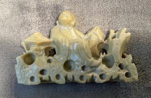 Smiling Buddha Soapstone Carving - Vintage Style