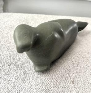Inuit Soapstone Seal Sculpture - 7” Green