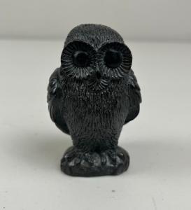 Hand-Carved Black Owl Soapstone Figurine
