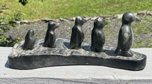 Soapstone Penguin Family Carving by Ross Parkinson