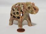 Carved Soapstone Elephant Figurine with Baby 2.5