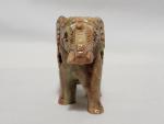 Carved Soapstone Elephant Figurine with Baby 2.5