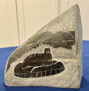 Inuit Signed Two-Sided Soapstone Carving