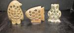 3 Soapstone Animal Carvings with Babies Inside
