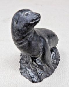 Vintage Soapstone Seal Carving 3 1/4" Tall