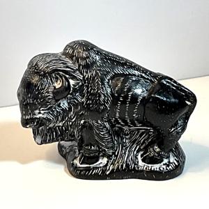 Hand Carved Canada Bison Soapstone Sculpture 2”