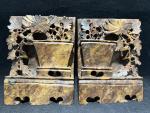 Vintage Hand Carved Chinese Soapstone Floral Bookends