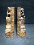 Vintage Hand Carved Chinese Soapstone Floral Bookends