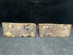 Vintage Hand Carved Chinese Soapstone Floral Bookends