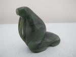 Inuit Green Soapstone Walrus Figurine Sculpture