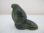 Inuit Green Soapstone Walrus Figurine Sculpture